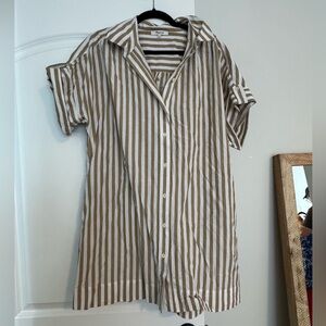 Madewell Tan and White Striped Mini Dress